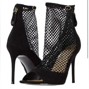 Guess Black Kadre2 Rhinestone Mesh Bootie Pump Heels Size 8